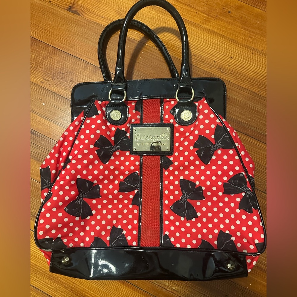 Vintage Betsey Johnson Red Bag with Polka Dot & Black Bows 🎀